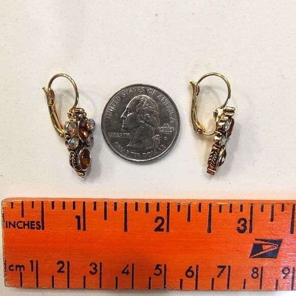 Aurora Borealis Drop Pierced Earrings French Lever Back - Picture 4 of 7